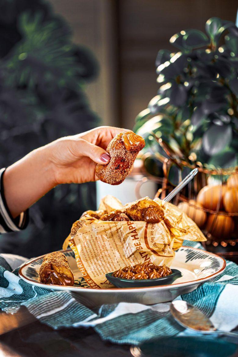 Churros com doce de leite de bisnaguinha