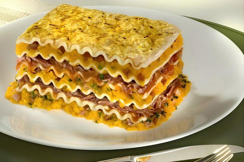 Lasanha de jerimum com calabresa