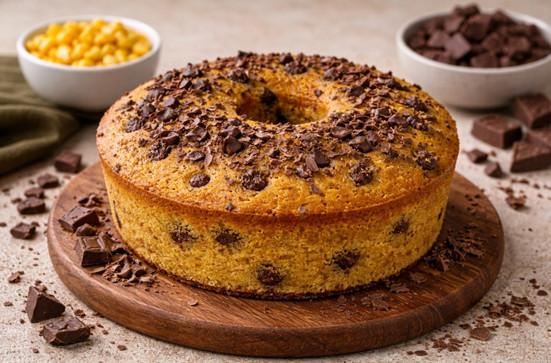 Bolo especial de milho com chocolate