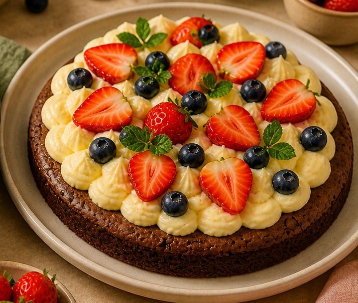 Brownie especial com brigadeiro branco