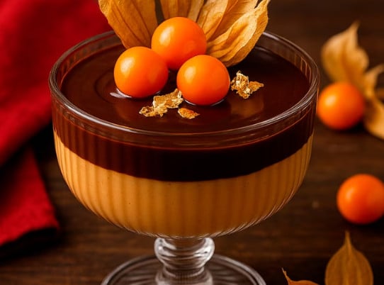 Creme de Amendocrem com ganache de avelã