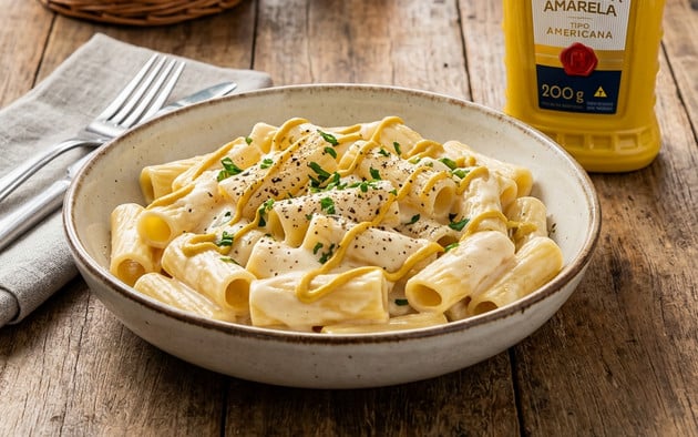 Macarrão cremoso com mostarda