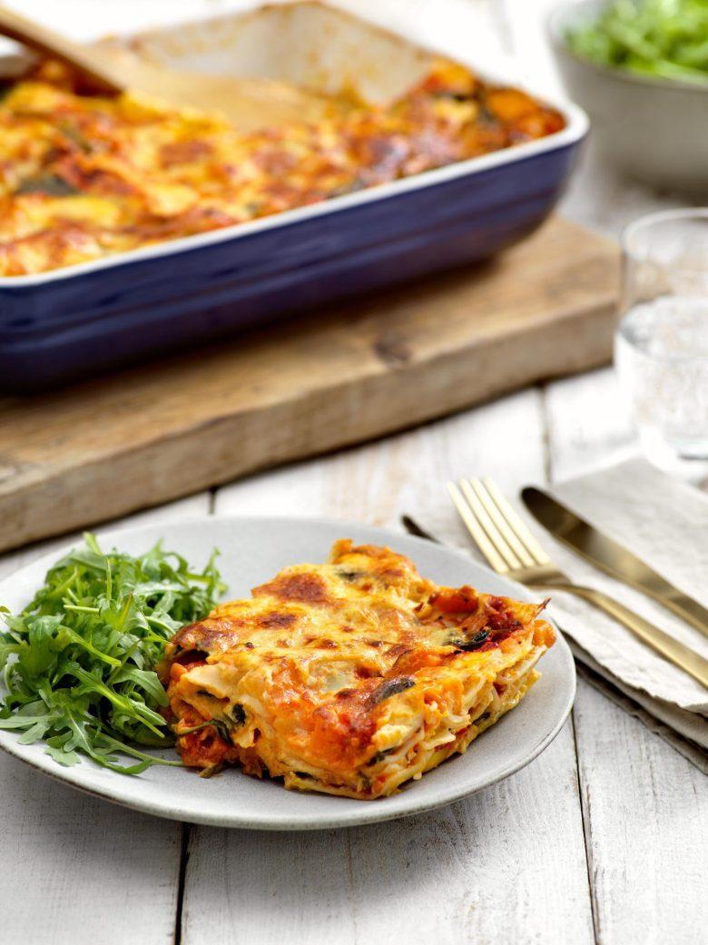 Lasanha de abóbora com molho Napoletana