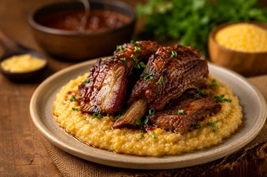Costelinha suína com canjiquinha cremosa