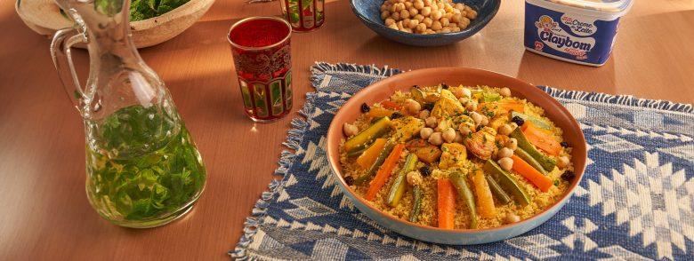 Cuscuz marroquino de legumes e frango