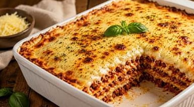 Lasanha à bolonhesa com molho branco