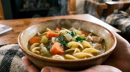 Sopa cremosa com frango