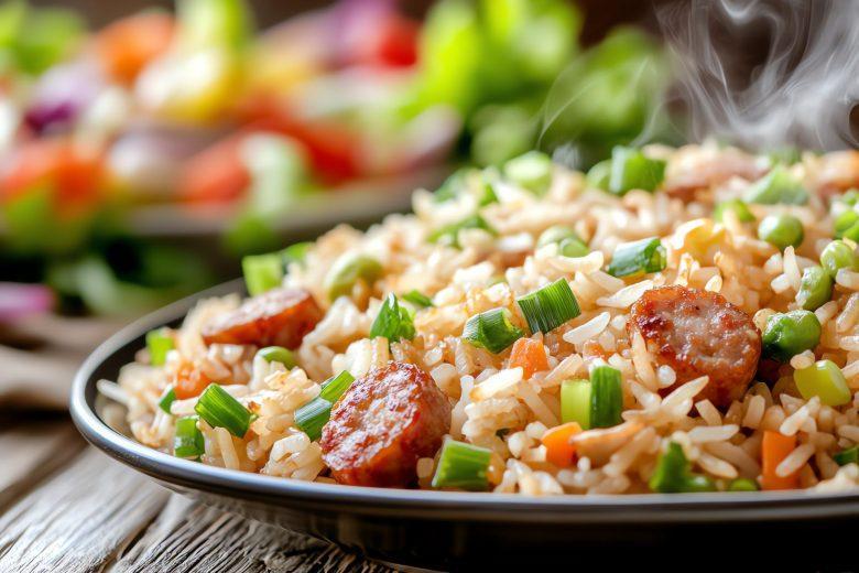 Arroz incrementado com salsicha