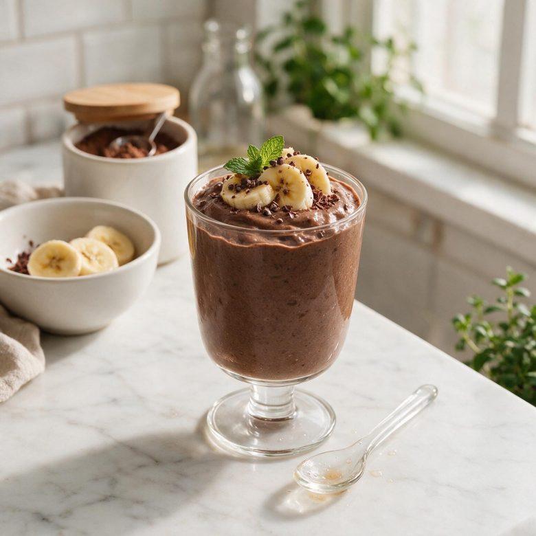 Smoothie proteico de chocolate com banana