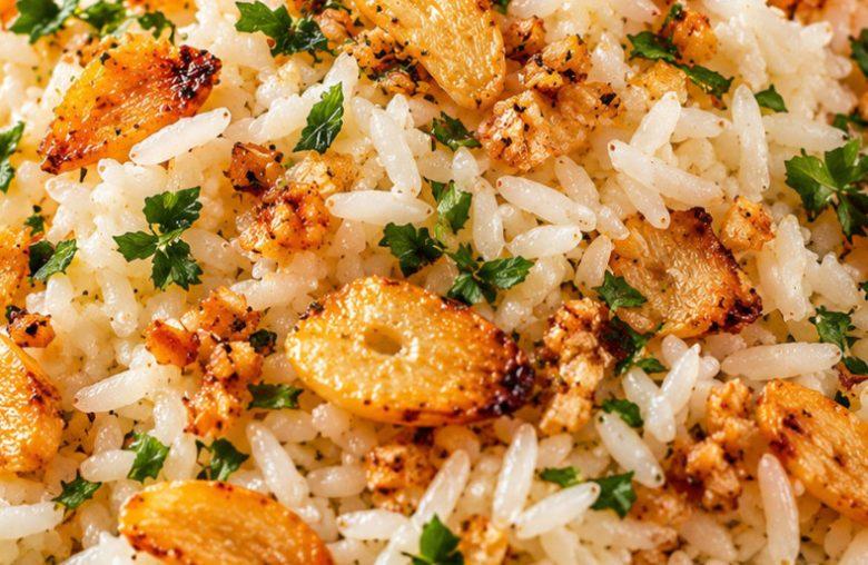 Arroz com alho dourado