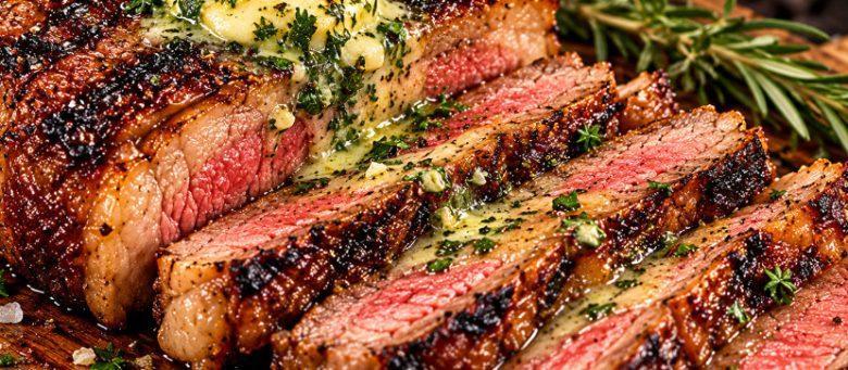 Bife ancho com manteiga de ervas