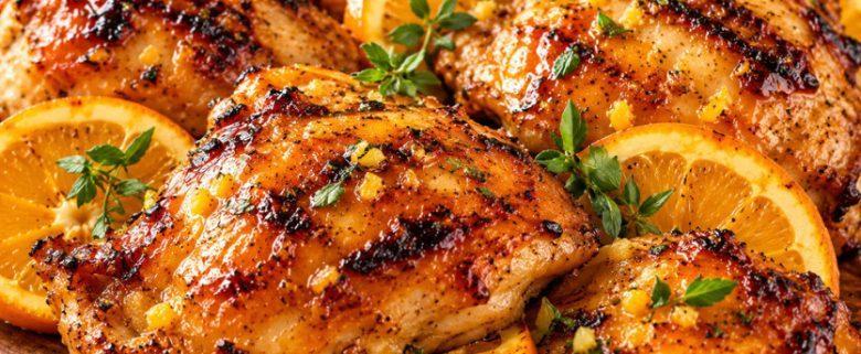 Frango com glaze de laranja