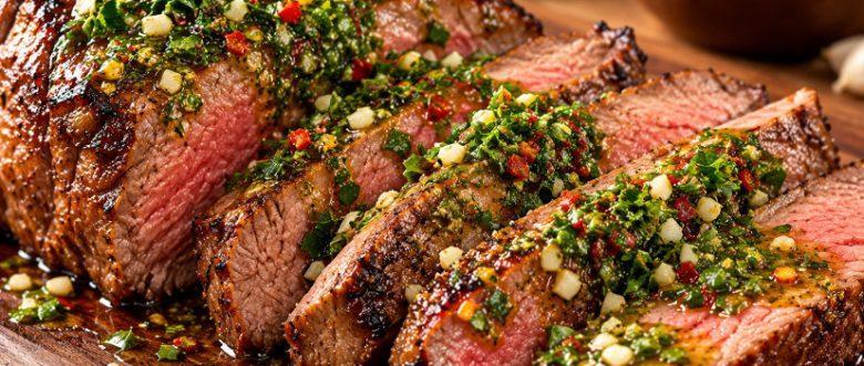 Maminha ao molho chimichurri