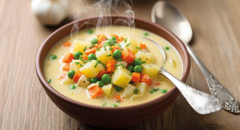 Sopa cremosa com mix de legumes