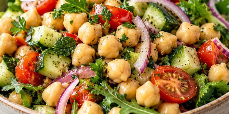 Salada de grão-de-bico com ervas