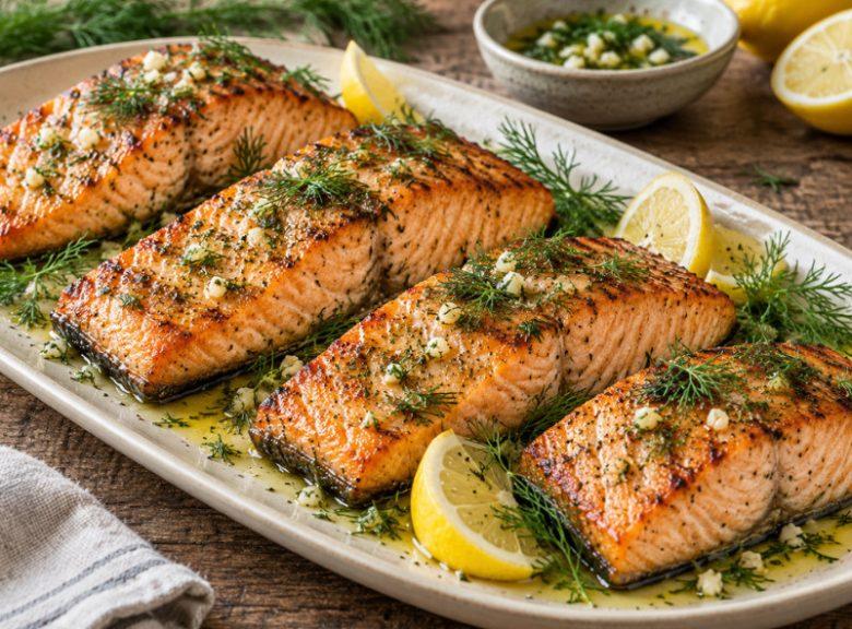 Salmão grelhado com dill