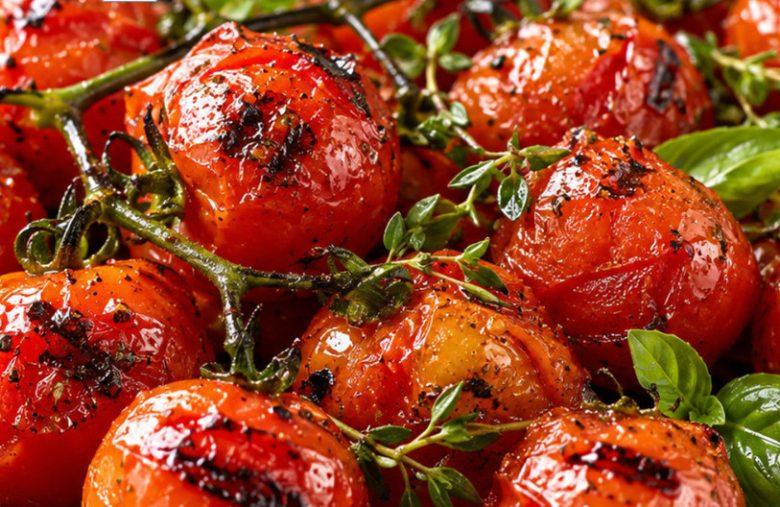 Tomates-cereja assados na grelha