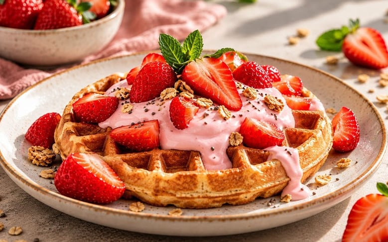 Waffle com frutas
