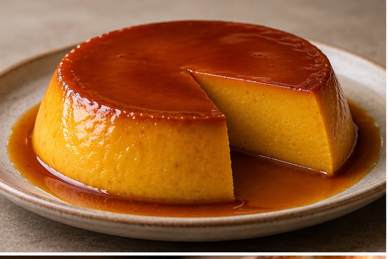 Kabocha pudding - pudim japonês de abóbora